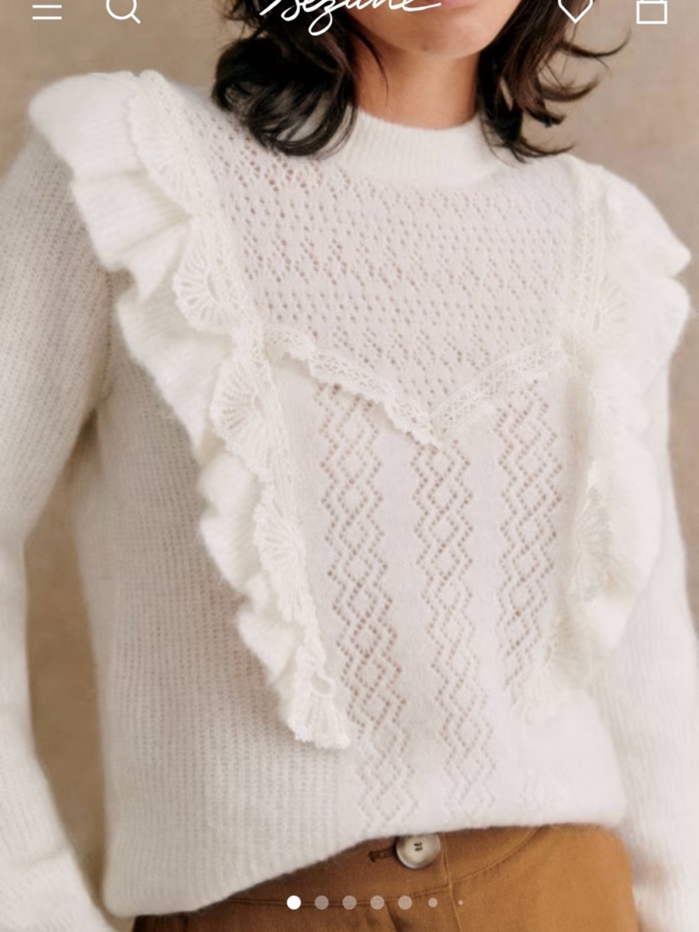 Sezane Domi Jumper Ecru - Size XS